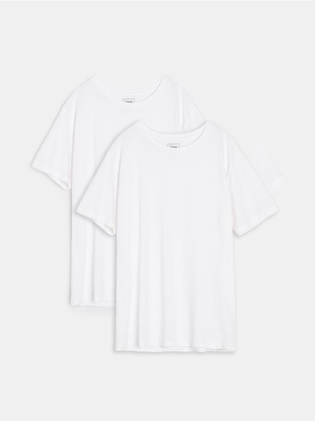 Sinsay - Bawełniana koszulka od piżamy 2 pack - biały