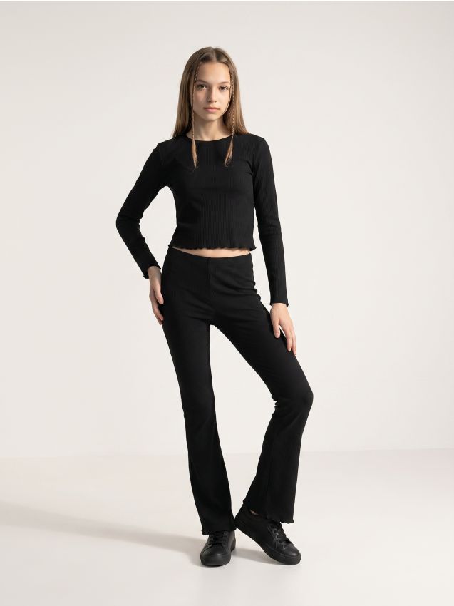 Sinsay - Set reiat: tricou și colanți cu vâscoză - negru