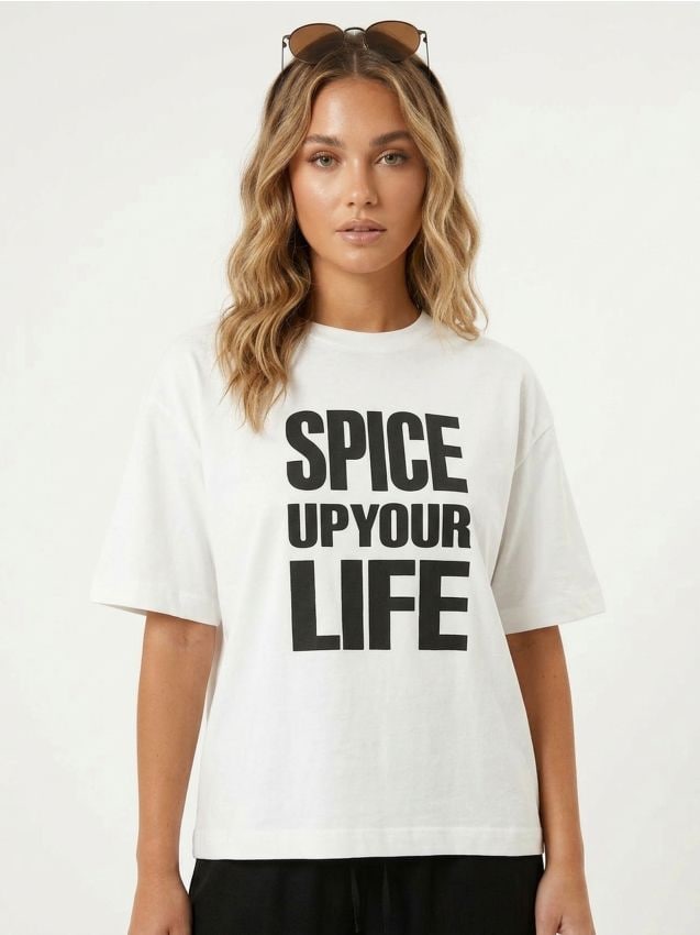 Sinsay - Tricou din bumbac cu imprimeu Spice Girls - alb