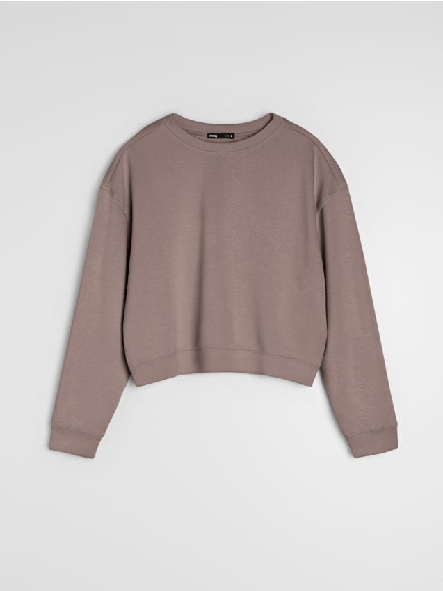Sinsay - Bluza basic - brązowy