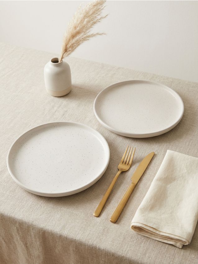 Sinsay - Set de farfurii plate cu model punctat 2 pack - crem