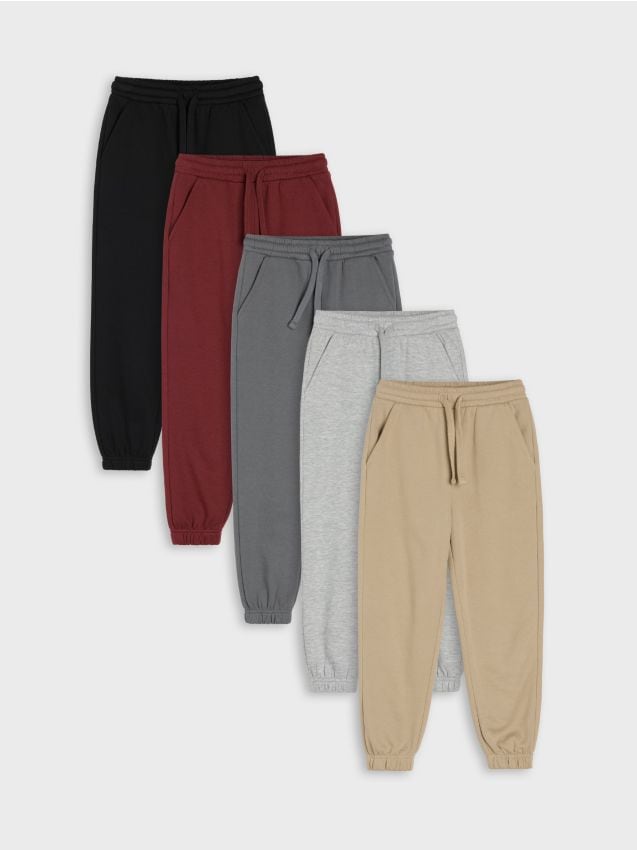 Sinsay - Pantaloni jogger cu bumbac 5 pack - gri-maroniu