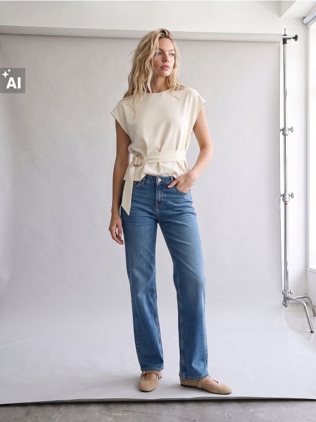 Sinsay - Blugi straight slim din bumbac cu efect prespălat - bleumarin