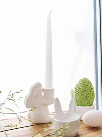 Великодній керамічний підсвічник із мотивом зайчика