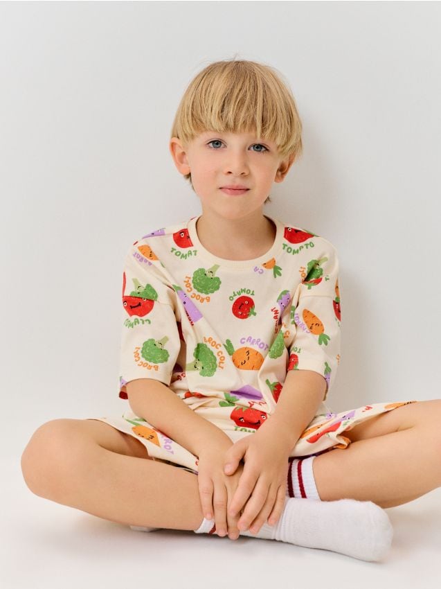 Sinsay - Pijama din bumbac din două piese cu imprimeu cu legume - altele