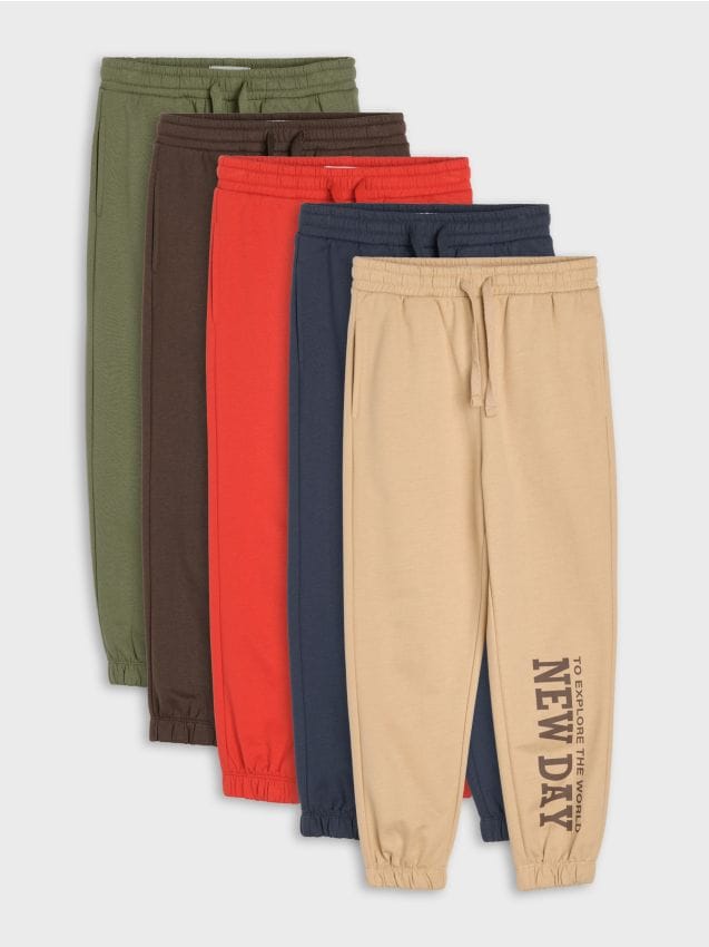 Sinsay - Set de 5 pantaloni de trening jogger loose - roșu