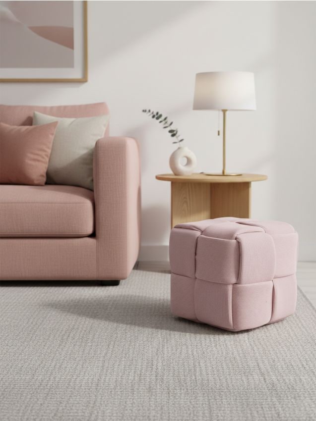 Sinsay - Puf cub cu cusături decorative - roz-pastel