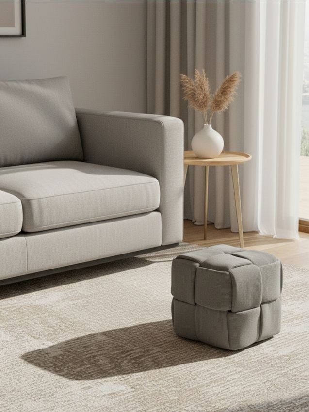 Sinsay - Puf cub cu cusături decorative - gri-închis