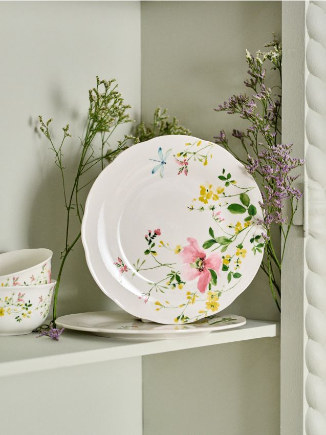 Sinsay - Farfurii ceramice cu model floral, set de 2 - multicolor