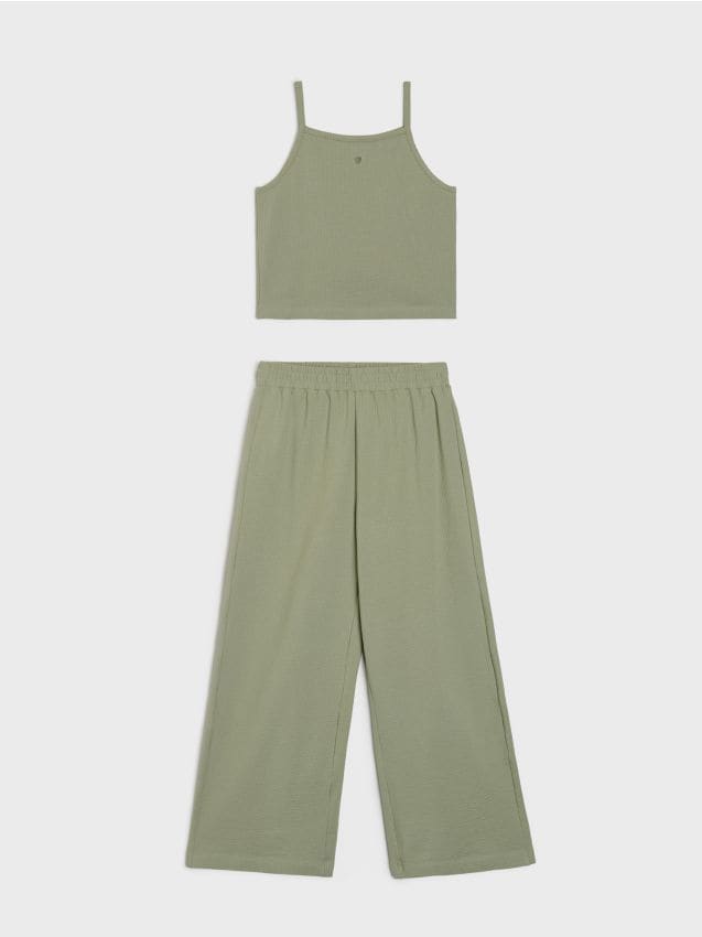 Sinsay - Set din bumbac: tricou și pantaloni - lavand