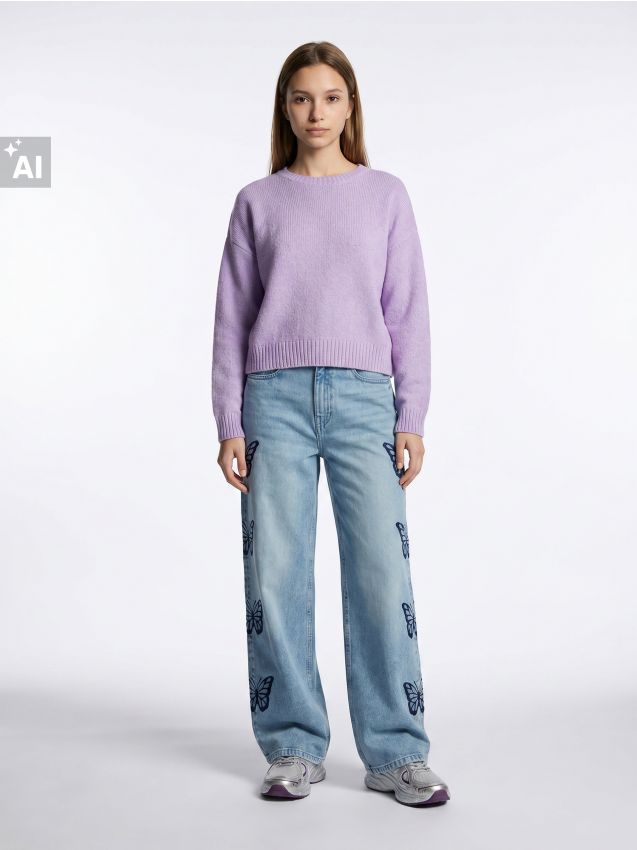 Sinsay - Pulover basic - violet