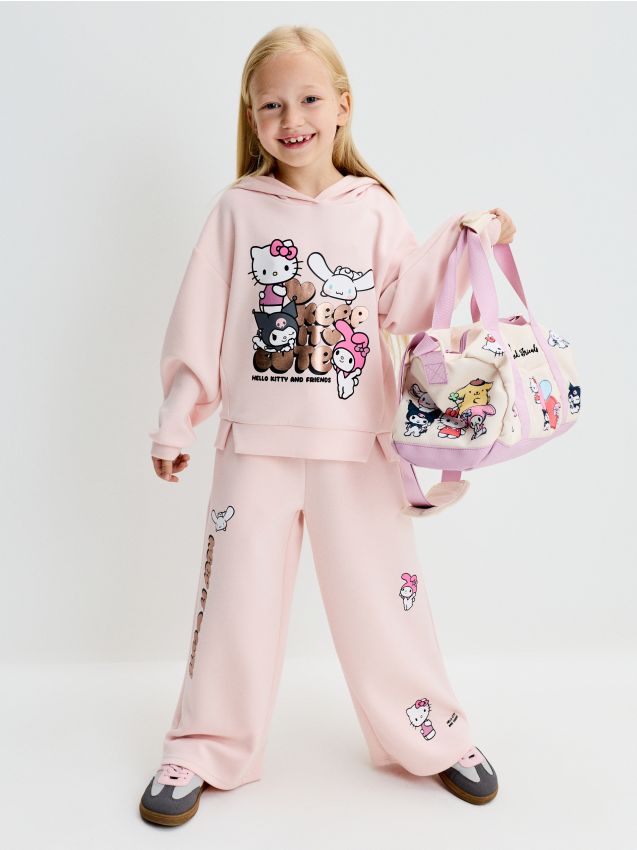 Sinsay - Hanorac din bumbac Hello Kitty and Friends - roz