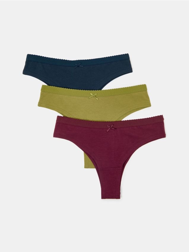 Sinsay - Chiloți brazilieni din bumbac – set de 3 bucăți - multicolor