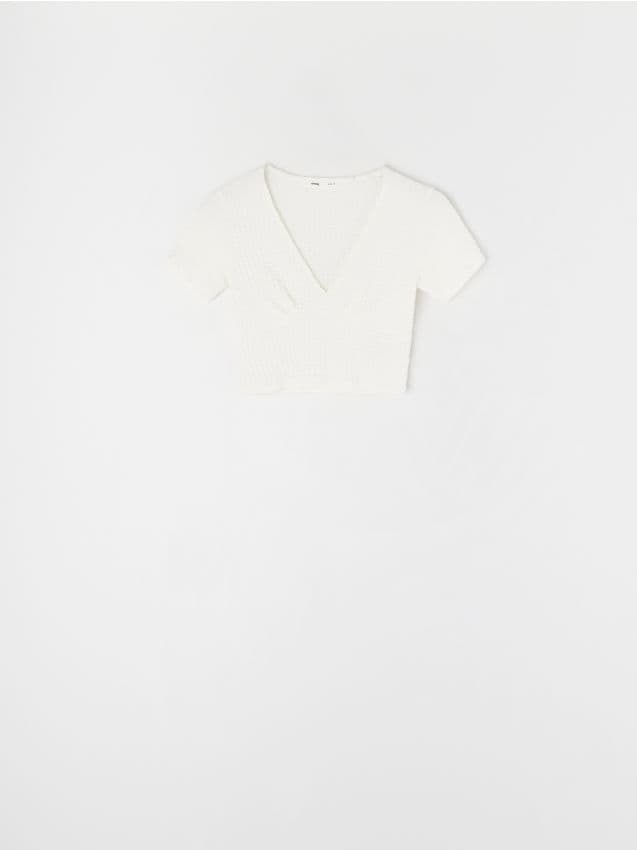 Sinsay - Crop top - krémová