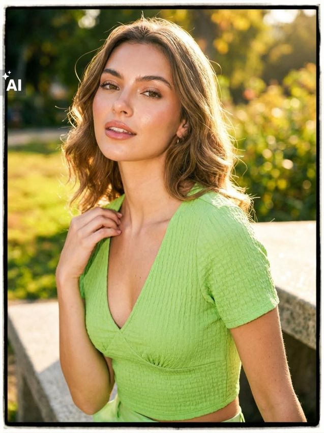 Sinsay - Top scurt - verde-aprins
