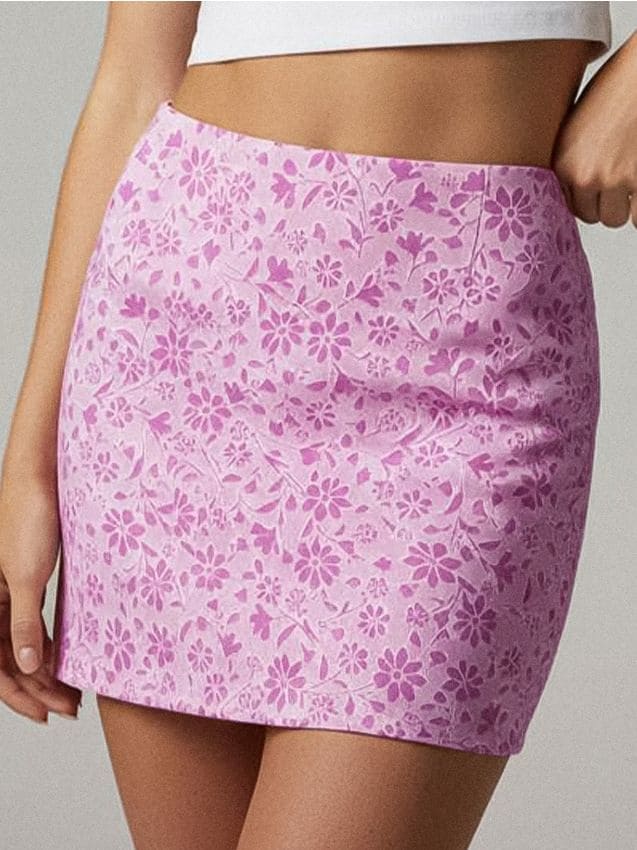 Sinsay - Fustă mini cu deschizătură și model floral - violet-orhidee