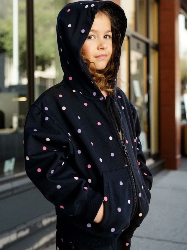 Sinsay - Bluza hoodie w kropki - czarny