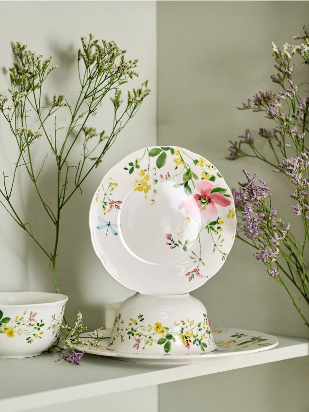 Sinsay - Set de farfurii ceramice cu model floral 2 pack - multicolor