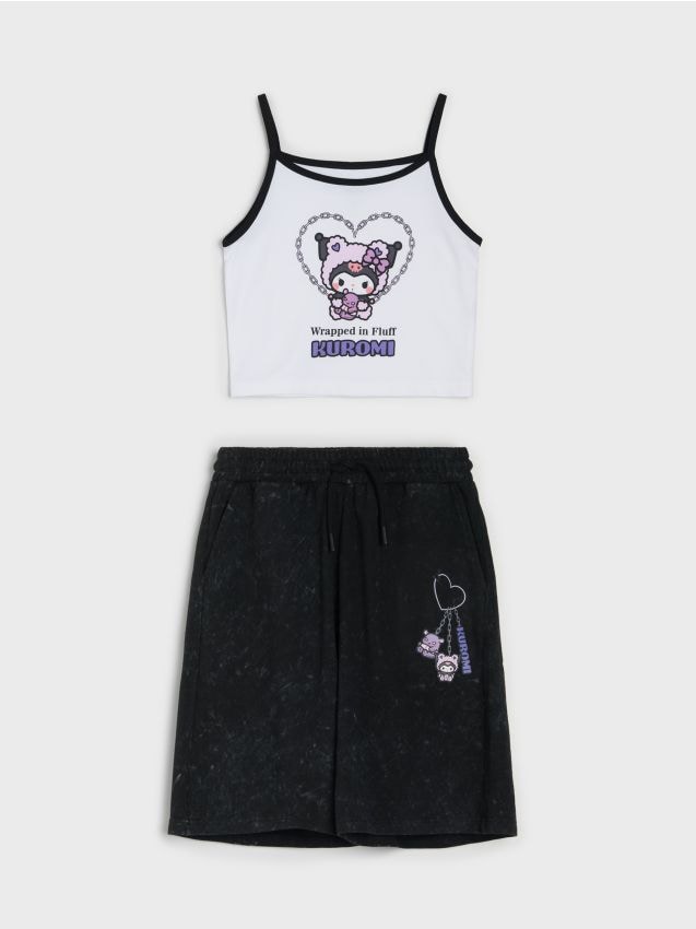 Sinsay - Set: tricou și pantaloni scurți oversize Kuromi - multicolor