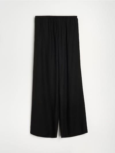 Kalhoty wide leg s viskózou a příměsí lnu