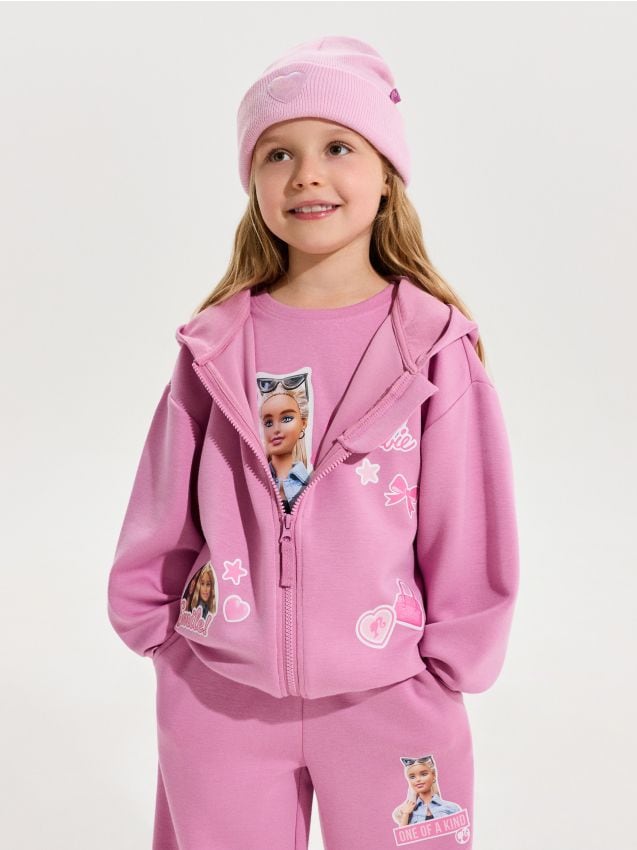 Sinsay - Hanorac cu glugă și fermoar Barbie Active - roz