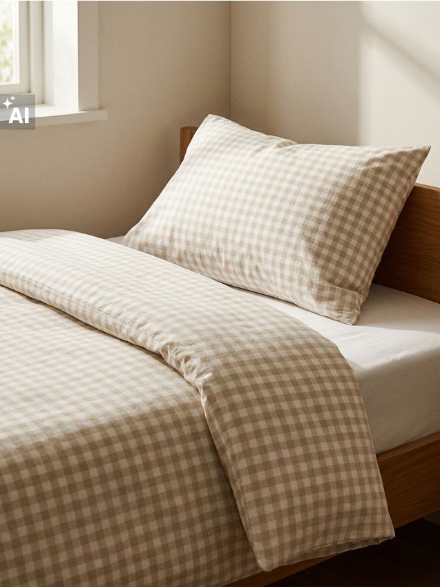 Sinsay - Set de lenjerie de pat din bumbac cu model în carouri - gri deschis