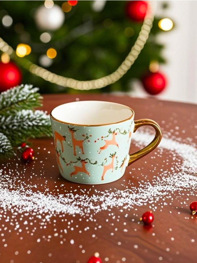Sinsay - Cană ceramică de Crăciun cu detalii aurii - maro