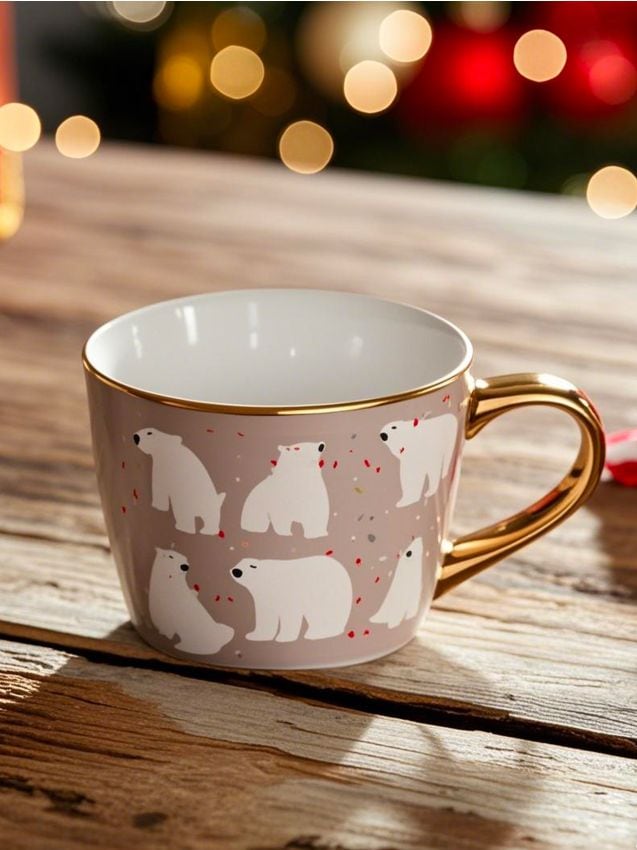 Sinsay - Cană ceramică de Crăciun cu detalii aurii - multicolor