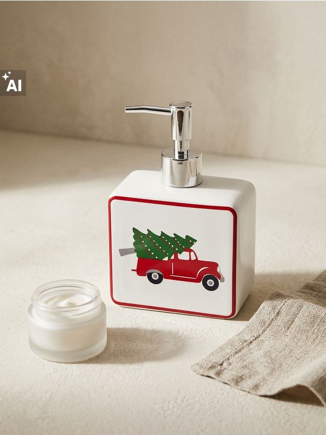 Sinsay - Dispenser de săpun cu motiv de Crăciun - crem