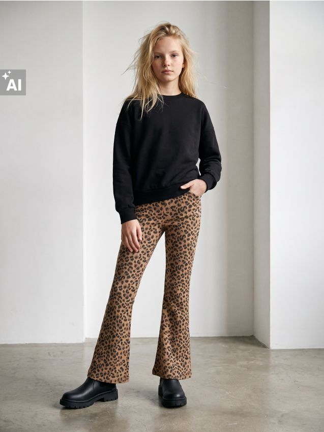 Sinsay - Set: bluză și colanți cu motiv leopard - multicolor