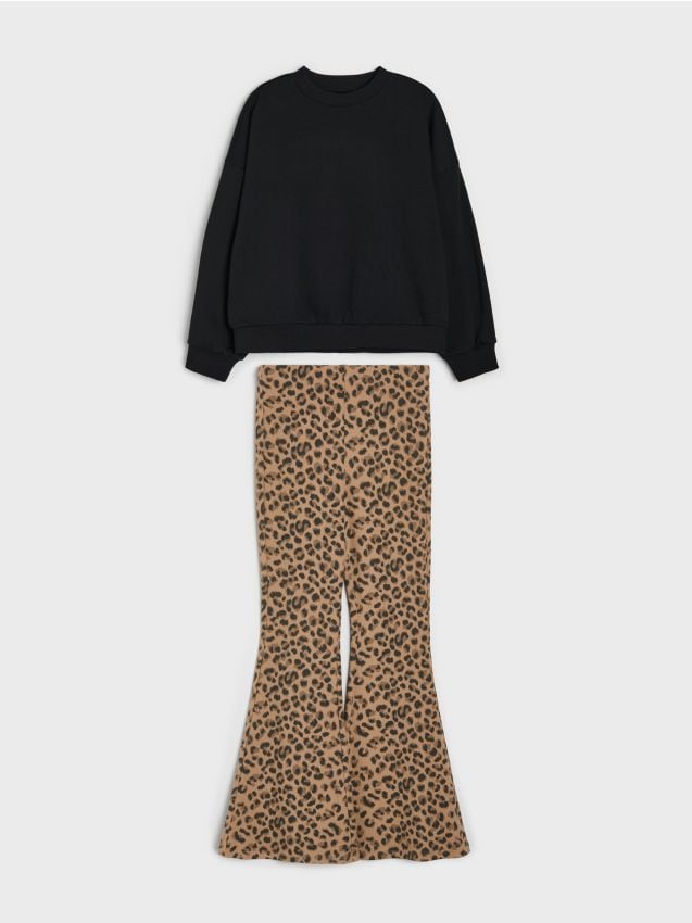 Sinsay - Set: bluză și colanți cu motiv leopard - multicolor