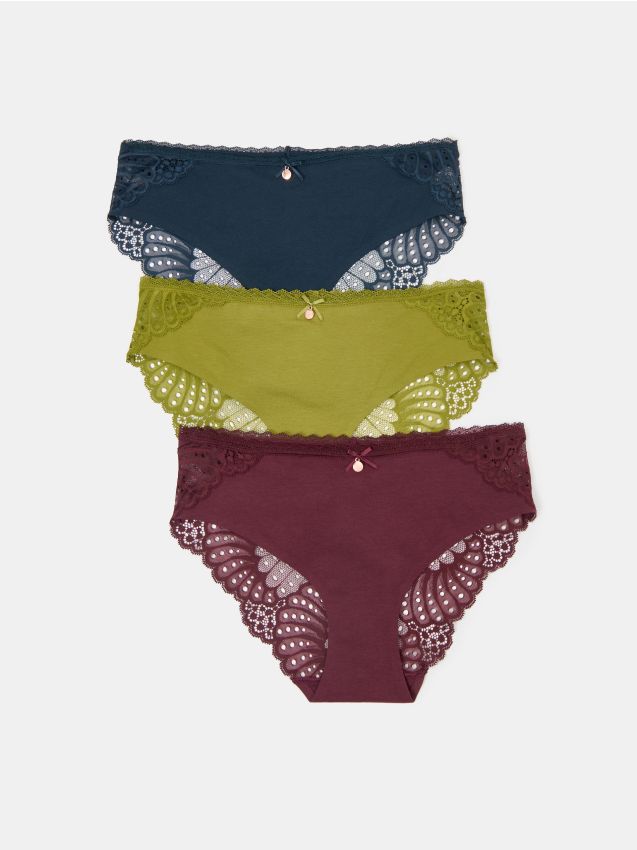 Sinsay - Fesuri din bumbac cu dantelă 3 pachete - multicolor