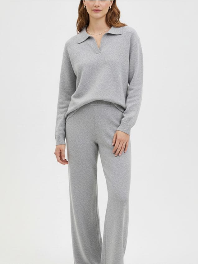 Sinsay - Gładki sweter z kołnierzem - szary