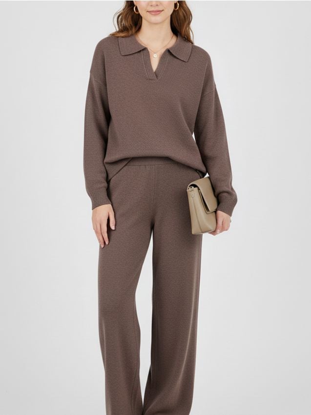 Sinsay - Gładki sweter z kołnierzem - beżowy