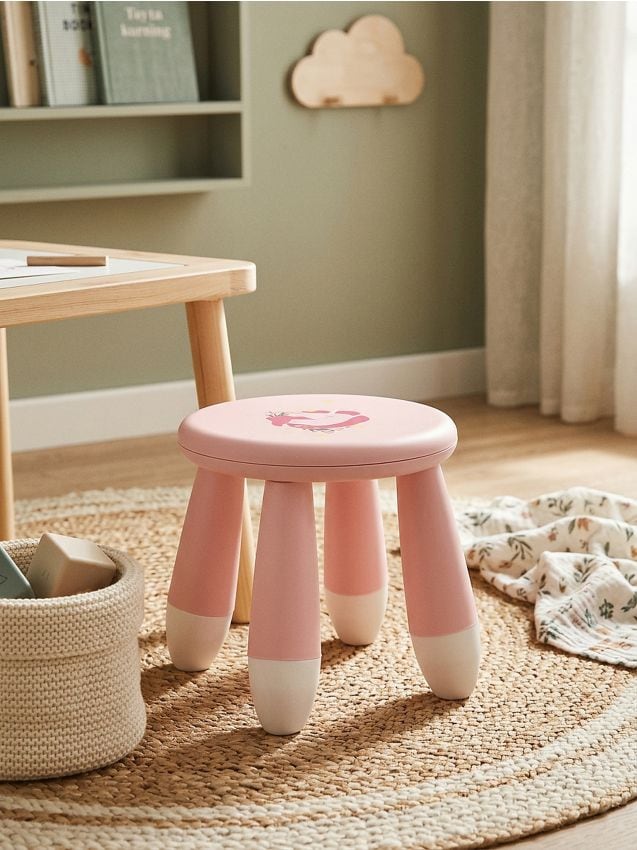 Sinsay - Taburet rotund cu motiv unicorn - roz-pastel