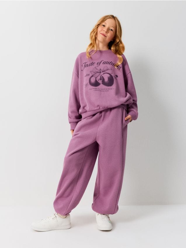 Sinsay - Trening din țesătură fleece - violet-orhidee