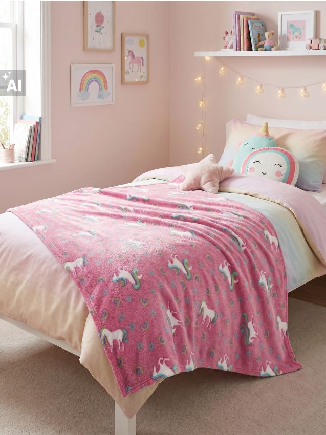 Sinsay - Pătură cu model de unicorni cu elemente reflectorizante - multicolor