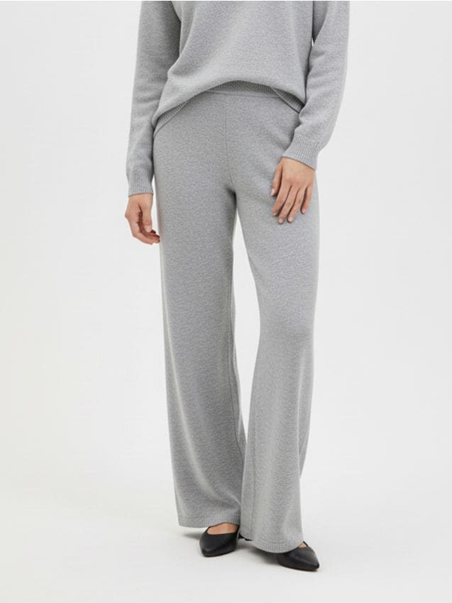 Sinsay - Dzianinowe spodnie z elastycznym pasem - szary