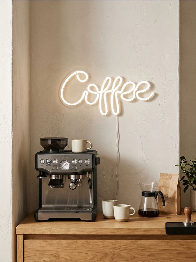 Sinsay - Lampă LED neon în formă de cuvânt Coffee - alb