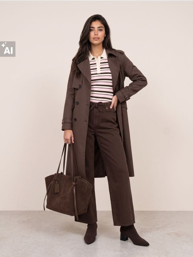Sinsay - Blugi wide leg cu șnur de legare - maro