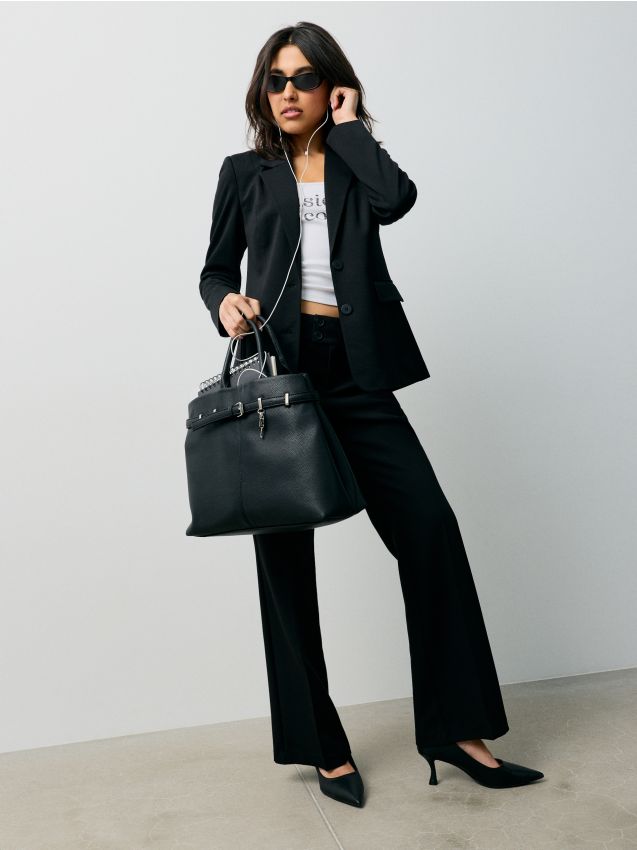 Sinsay - Pantaloni drepti - negru