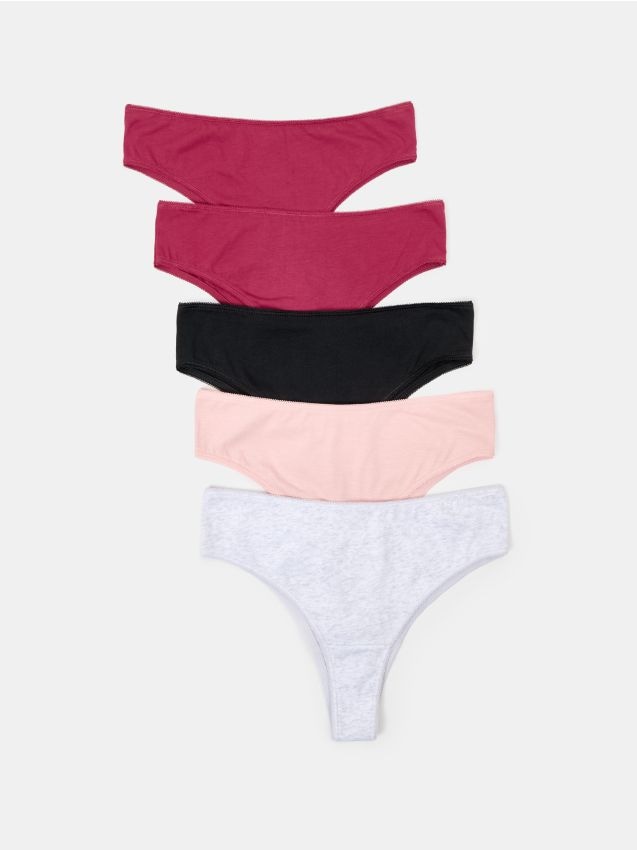 Sinsay - Chiloți brazilieni din bumbac, set 5 bucăți - multicolor