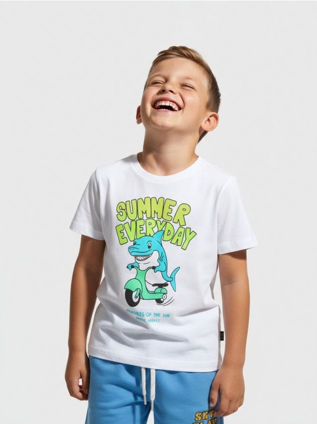 Sinsay - Tričko s krátkymi rukávmi a potlačou - biela