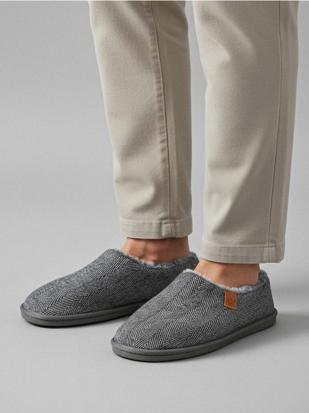 Sinsay - Papuče s umelým kožuchom - svetlošedá