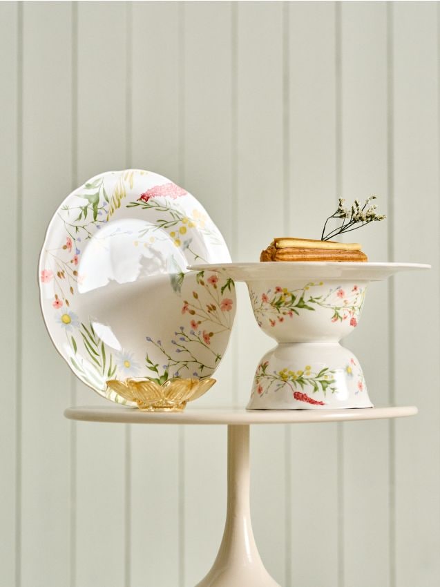 Sinsay - Set de farfurii ceramice cu model floral 2 pack - multicolor