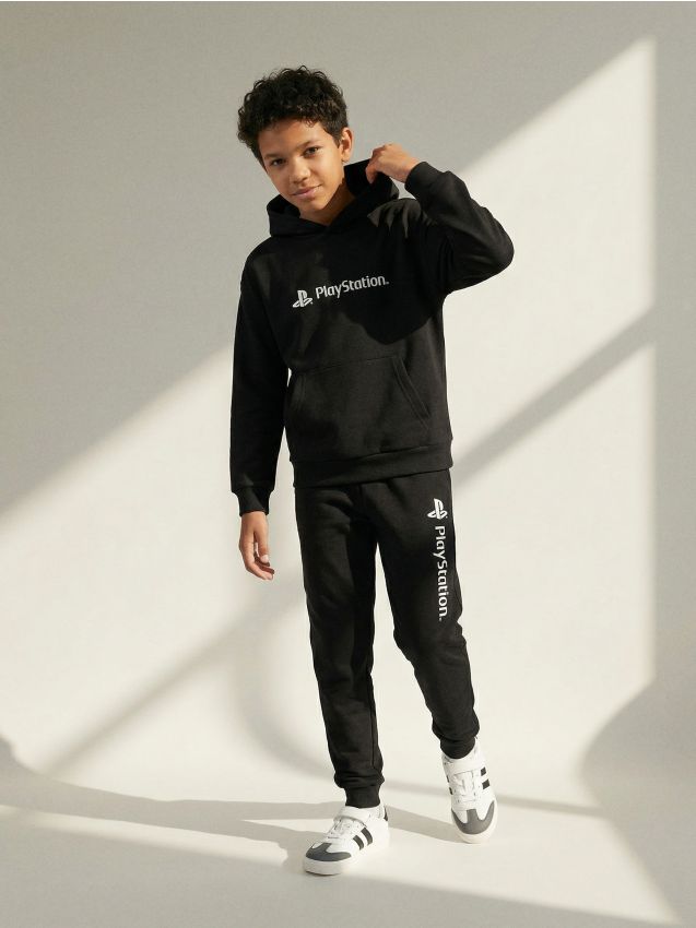 Sinsay - Bluză hanorac cu imprimeu pe spate - negru