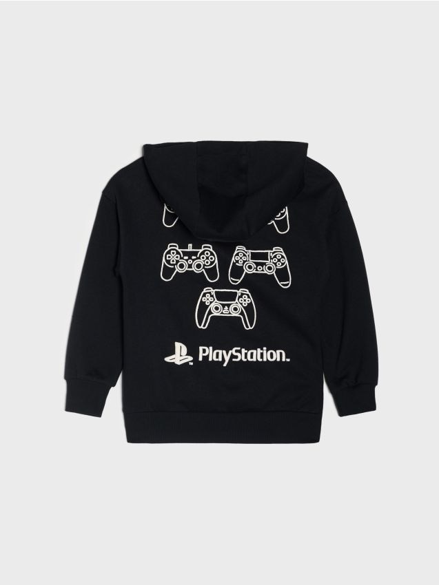 Sinsay - Bluză hanorac cu imprimeu pe spate - negru