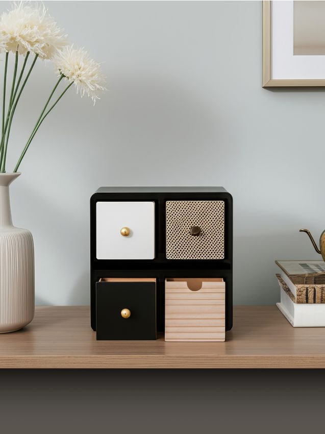 Sinsay - Úložná škatuľa so štyrmi zásuvkami - čierna