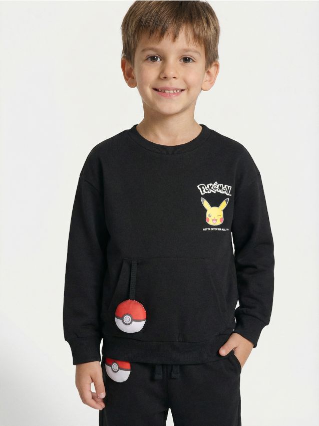Sinsay - Bluză crewneck cu imprimeu Pokemon - negru
