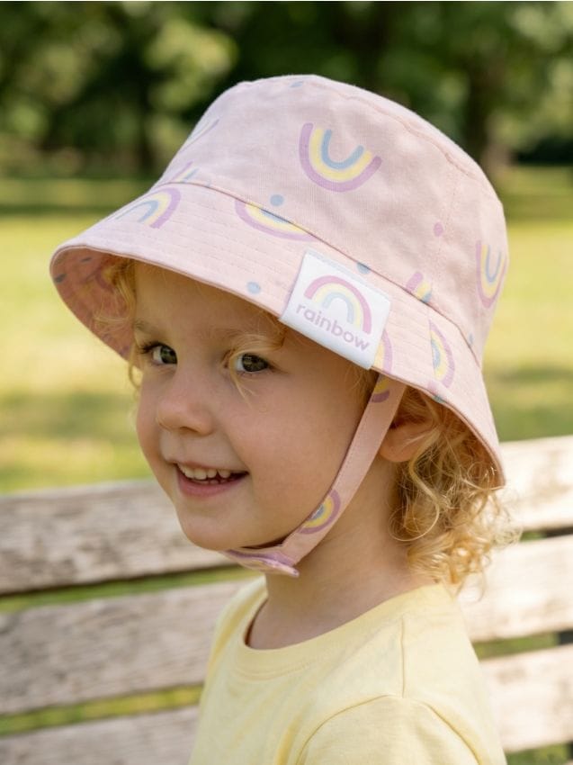 Sinsay - Pălărie bucket din bumbac cu motiv de curcubeu - roz-pastel